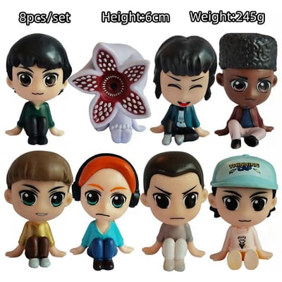 8 Stuks/set Cartoonfiguren Speelgoed Schattige Eleven Demogorgon Anime Figuur PVC Ornamenten Model Speelgoed Kinder Cadeaus Voor Kinderen Halloween gray