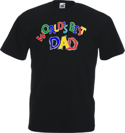 unisex T-shirt - World�s Best Dad - zwart - maat L