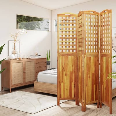 vidaXL - Kamerscherm - met - 4 - panelen - 162x2x180 - cm - massief - acaciahout