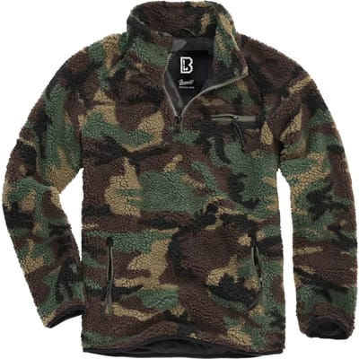 Brandit - Teddyfleece Troyer Pullover Jas - Fleece vest - S - Groen/Bruin