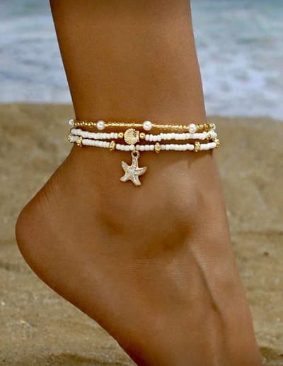 Enkelsieraad - enkelbandje - enkelband - anklet bracelet - minimalistisch dubbel enkelbandje - enkelbandje met kralen - trendy enkelbandje - enkelbandje man - enkelbandje vrouw - coin anklet - minimalistisch enkelbandje