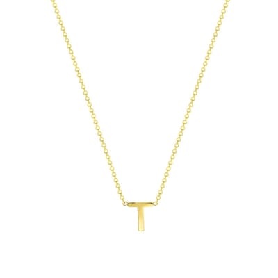 Lucardi Dames Ketting met letter hanger - 9 karaat - Ketting - Cadeau - 43 cm - Geelgoud