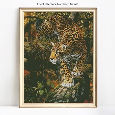 Diamant Schilderij Nieuwkomers Dieren Afbeelding van Strass Steentjes Kruissteek Kits Luipaard Huisdecoratie 20X30 beige