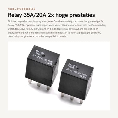 Dailygoods- Relay 35A/20A - Voor Can-Am - Voor Commander/Defender/Maverick/Outlander/Renegade - Part Number 7100007399 - Geschikt voor meerdere modellen - Betrouwbare vervangingsonderdelen - Schakelaar
