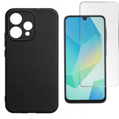 Casemania Hoesje en Glas Geschikt voor Oppo Reno15 5G - Zwart - Siliconen Back Cover en 1x Glazen Screenprotector