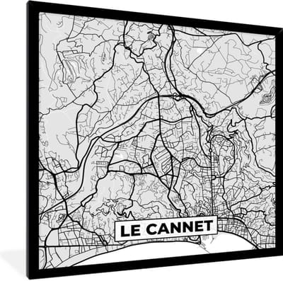 Fotolijst incl. Poster - Frankrijk – Plattegrond – Kaart – Le Cannet – Stadskaart - 40x40 cm - Posterlijst