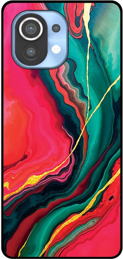Smartphonica Telefoonhoesje Geschikt voor Xiaomi Mi 11 met Rood Groen Marmer Opdruk - TPU Backcover Case Red Green Marble Design geschikt voor Xiaomi Mi 11