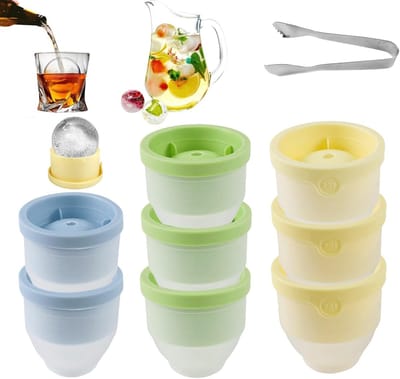 Grote ronde ijsblokjesvormen van siliconen, 8 stuks, herbruikbaar en BPA-vrij voor cocktails, whiskey en sap