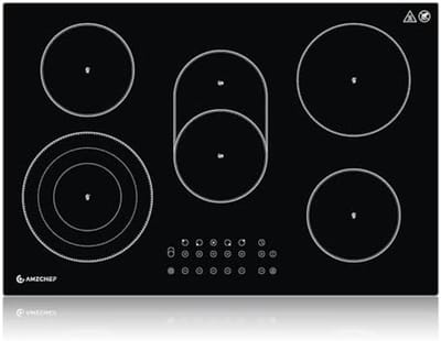 Inbouw Keramische Kookplaat 77 cm - 5 Zones Inclusief Ovale & Dubbele Zones - Timer en Veiligheidsslot