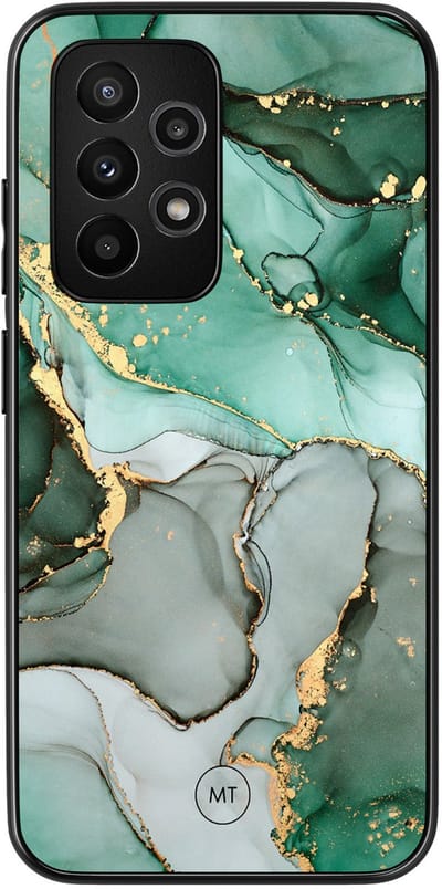 Hoesje geschikt voor Samsung Galaxy A52 5G - Marble Design - TPU Hard Case Backcover - Grijs, Groen - Mooie Telefoonhoesjes