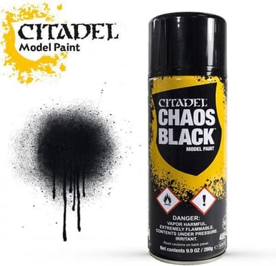 Warhammer Citadel Spray: Chaos Black - Spuitverf grondverf voor de Warhammer Miniaturen