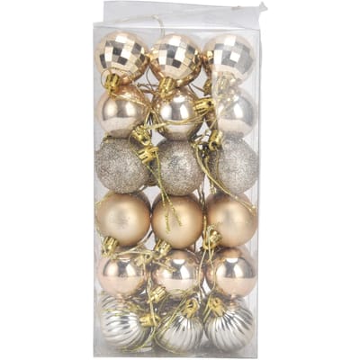 36 Pièces Boules d'Arbre de Noël Ornements Incassables Décorations à Suspendre Pendentif de Noël pour Festival beige