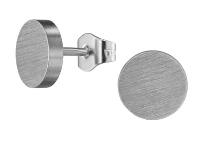 Traveller Oorstekers - Heren - Zilverkleurig - Edelstaal - Mat - Rond 8 mm - 181246