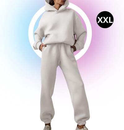 Livano Joggingpak Dames - Huispak - Trainingspak - Volwassenen - Capuchon - Jogging Pak - Joggingspak - Wit - Maat XXL