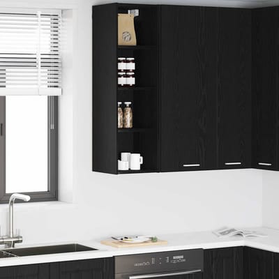 vidaXL - Hangkast - Zwart - Eiken - 30 - x - 29,5 - x - 100 - cm - Bewerkt - hout