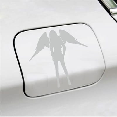 Bumpersticker - Dame Engel - 13 X 14 - Licht Grijs