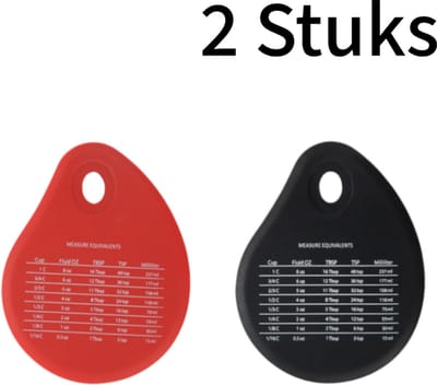 2 stuks - Siliconen deegschraper - Met meetliniaal voor gebak - Voor boter, deeg en slagroom - Naadloos en hygiënisch - Stevige keukenhulp - Rood / Zwart