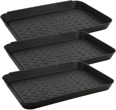 Rechthoekige kunststof bakjes, 35 x 27 x 2,8 cm, antislip, stippenpatroon, multifunctioneel voor binnen en buiten, afdruiprek, hondenbak, vloerbescherming en tuinieren