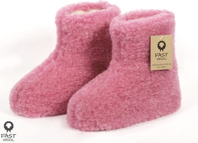 FAST WooL - 100% merinowol - Wollen sloffen - laars model - roze - maat 36