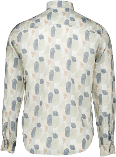Eton - Overhemd Groen Eton Geometric Print Linen Shirt Lange Mouw Overhemd Groen 100014843