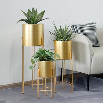 Set van 3 plantenbakken met standaard - moderne plantenbakken - bloempotten voor kamerplanten - 73 & 55 & 30 cm - hoge buitenplantenbakken - woonkamer hoek keuken - kantoor tuin - balkon patio decor .