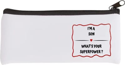 Akyol - i'm a son what's your superpower? Etui - Zoon - super zoon - verjaardag - cadeautje voor zoon - zoon artikelen - kado - geschenk - 20 bij 9 cm