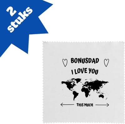 Akyol - bonusdad i love you this much brillendoekjes - Vader - geweldige papa - liefste bonusvader - verjaardag - cadeau - kado - bedankje - geschenk - 17,8 bij 17,8 cm - 2 stuks