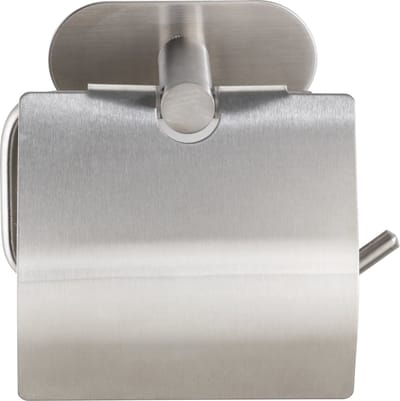 WENKO Turbo-Loc® Toiletrolhouder met klep Orea RVS mat - Toiletpapier houder - WC Rolhouder - Bevestigen zonder boren - Zelfklevend - 10 jaar garantie