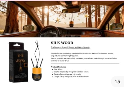 Maxxima Venezia AutoParfum - Silk Wood - Luxe Geurstokjes Auto - Sandelhout & Vanille - 10 ml