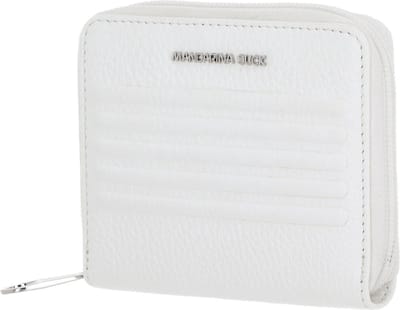 MANDARINA DUCK Leren Portemonnee I-Con Zip Wallet Optical White Wit