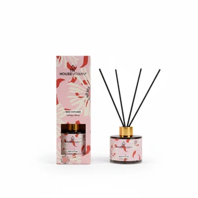 Reed Diffuser Geurstokjes 100ml – Bloemig– Luxe Geurverspreider van Glas met Zwarte Stokjes – Fris & Vrolijk Design – Langdurige Geur – Perfect Cadeau voor Elke Gelegenheid