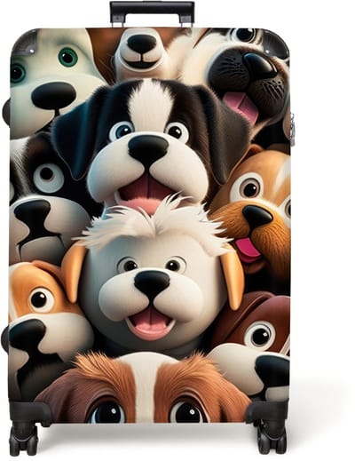 NoBoringSuitcases.com® - Koffer groot - Reiskoffer lichtgewicht - Hond - Dieren - Patronen - Bruin - Meisjes - Jongens - Rolkoffer met 4 wielen - Grote trolley XL - 98 liter bagage