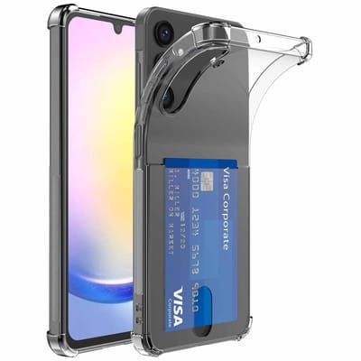 Geschikt voor Samsung Galaxy A25 Telefoonhoesje met Pasjeshouder Shockproof - Cardslot Back Cover Case Anti-Shock - Telefoonhoesje met Kaarthouder Transparant Doorzichtig - ProtX
