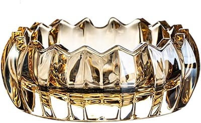 Ronde Lotusvormige Decoratieve Glazen Kom voor Thuis en Kantoor, Kristallen Tafelcentrepiece van 13 cm in Goud, Perfect voor Interieur en Styling