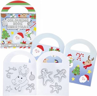 klein kleurboekje Kerstmis - mini kleurboek - met stickers - tasje - kerst - xmas - kerstman sneeuwpop - kleuren - 9 x 12,5 cm - pocket - kerstcadeau kids