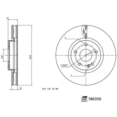 Remschijf FEBI BILSTEIN 186350, 1 stuk