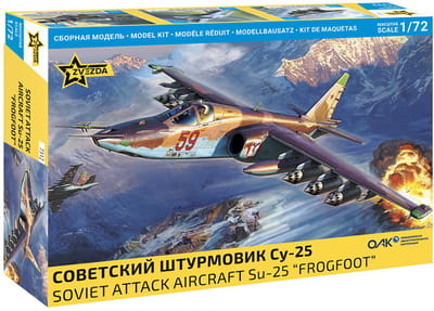 Zvezda Modelbouwpakket Vliegtuigen - 7312 Sovjet Aanvalsvliegtuig Sukhoi Su-25 Frogfoot - Straaljager Plastic - 1:72 - Modelbouw