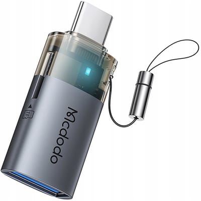 Kaartlezer USB-C McDodo OT-7600, USB-A (OTG) - microSD, Zwart