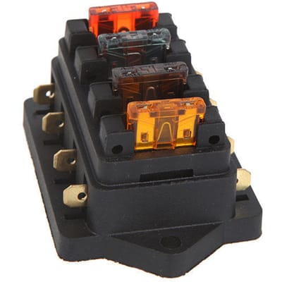 Boîte à fusibles universelle pour voiture, camion, véhicule, Circuit à 4 voies, automobile, lame de taille moyenne, support de bloc black