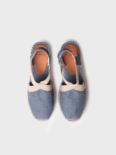 Dames espadrille met hoge hakken van linnen en katoen | TODA-NT