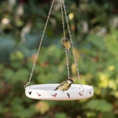CJ Wildlife Vogeldrinkschaal voor Tuinvogels - Hangende Waterschaal - Vogelbad voor Buiten - Porseleinen Drinkschaal - Vogeldrinkbak