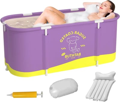 Opvouwbare badkuip - Draagbaar bad Zwembademmer - Ontspanning thuis - Snelle installatie - 111 x 60 x 49 cm - Paars
