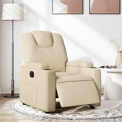 vidaXL - Fauteuil - verstelbaar - elektrisch - stof - crèmekleurig