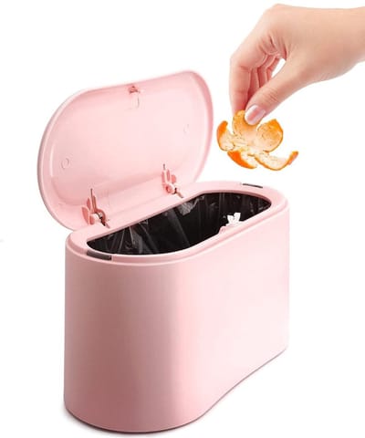 Prullenbak - Stevig - Aanrecht Afvalbakje - Mini Prullenbak - Desktop - Tafelafvalemmer - Plastic vuilnisemmer - Badkamer Afvalbakje - Recycle Afvalbak - Auto prullenbak - Kantoor Prullenbakken - Roze