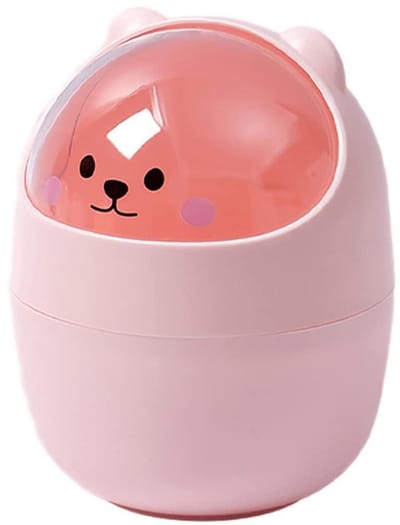 Mini prullenbak - Afvalbak bureau - Bureau opruimen - Met schuddeksel - 4 Liter - Roze