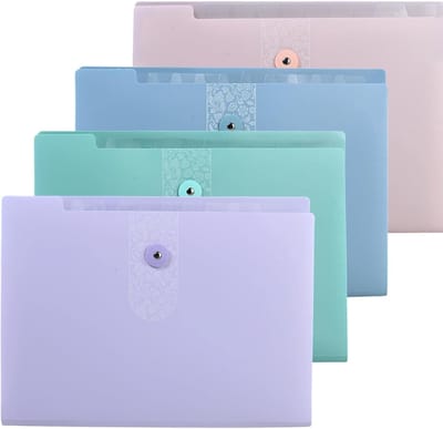 A4 Documentfolder met 12 Compartimenten, Kleurige Opbergmap voor Kantoor en School, Ruime Document Organizer