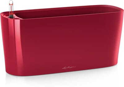 LECHUZA DELTA PREMIUM 20 - Plantenbak - met uitneembare binnenbak - met bewateringssysteem - ALL-IN-ONE set met LECHUZA-PON - scharlakenrood hoogglans