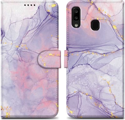 Cadorabo Hoesje geschikt voor Samsung Galaxy A20 / A30 / M10s - Design Roze Paars Marmer No. 5 - Beschermhoes Case Cover met magnetische sluiting, standaardfunctie en kaartvakje