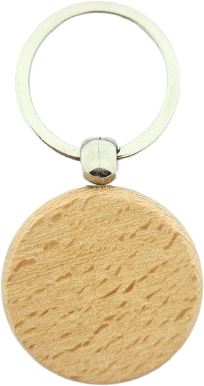 CombiCraft Blanco houten sleutelhanger cirkel 40x40mm - verpakking 25 stuks