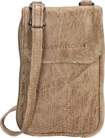 Hide & Stitches Paint Rock Telefoontasje - Leer - Crossbody Dames - Leren Dames Tas - Zand
